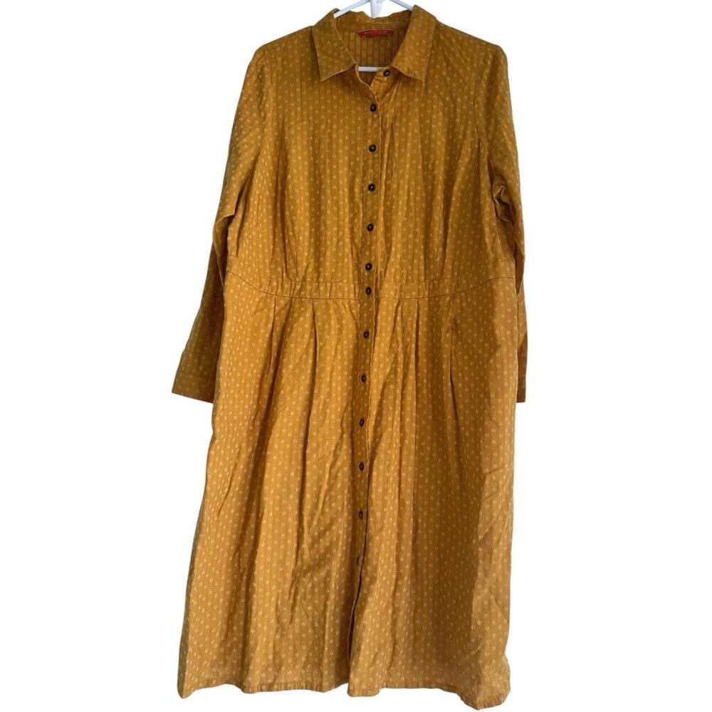 Modcloth Mustard Yellow Button-Front Long Sleeve Dress